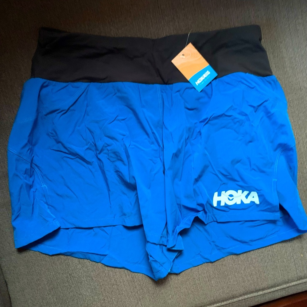 HOKA ONE ONE PERFORMANCE WOVEN 4" Women's BLUE SHORT NWT